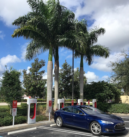 Tesla on charger in Florida