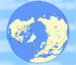Great circle route around the world